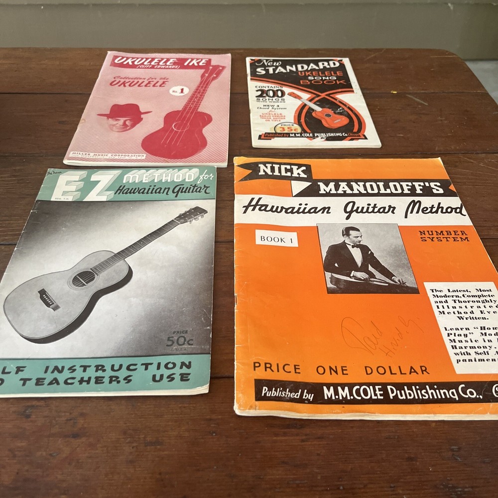 Lot of 4 Vintage Ukulele/ Hawaiian Guitar Instruction & Song Books