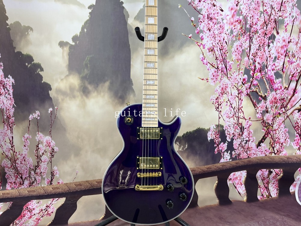 custom electric guitar gold hardware HH pickup maple fingerboard shell inlay