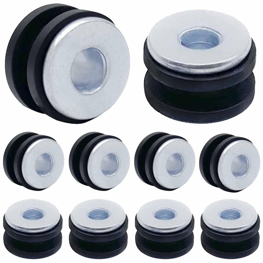 10 Pcs Motorcycle M6 Rubber Grommets Bolt Motorcycle Rubber + Steel Grommet