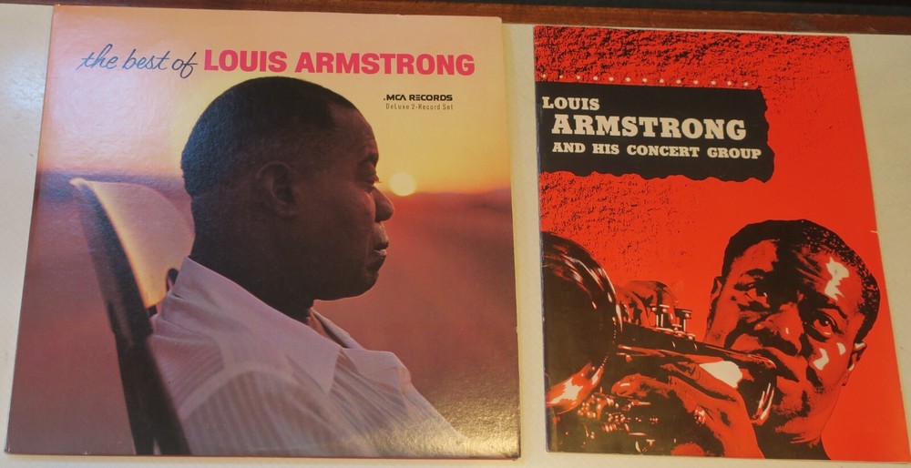 1950s Louis Armstrong & His Concert Group Program AND Best Of LP record,2 vinyls