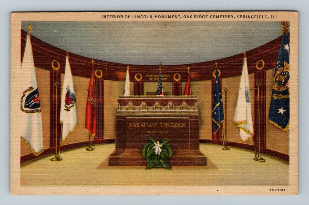 Springfield IL-Illinois, Interior Lincoln Monument, Vintage Postcard