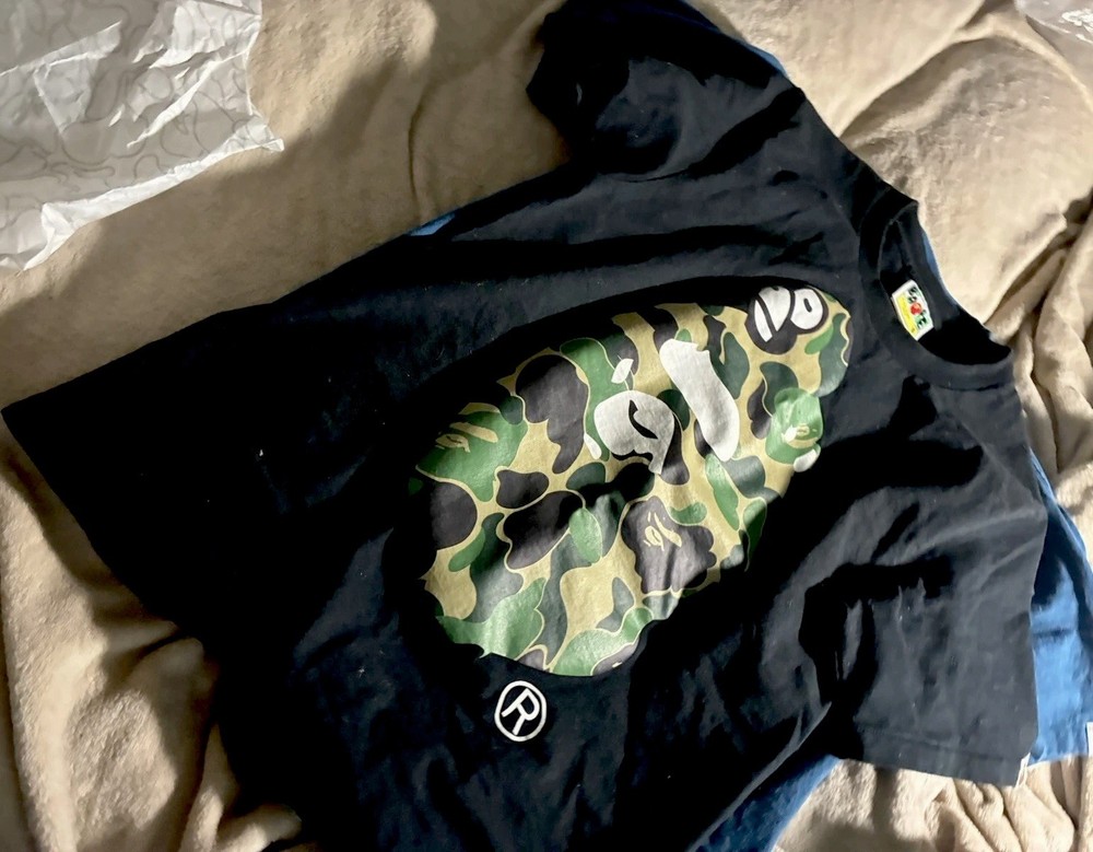 A Bathing Ape BAPE Camo Ape Head Logo T-Shirt Men's S Crew Neck Cotton
