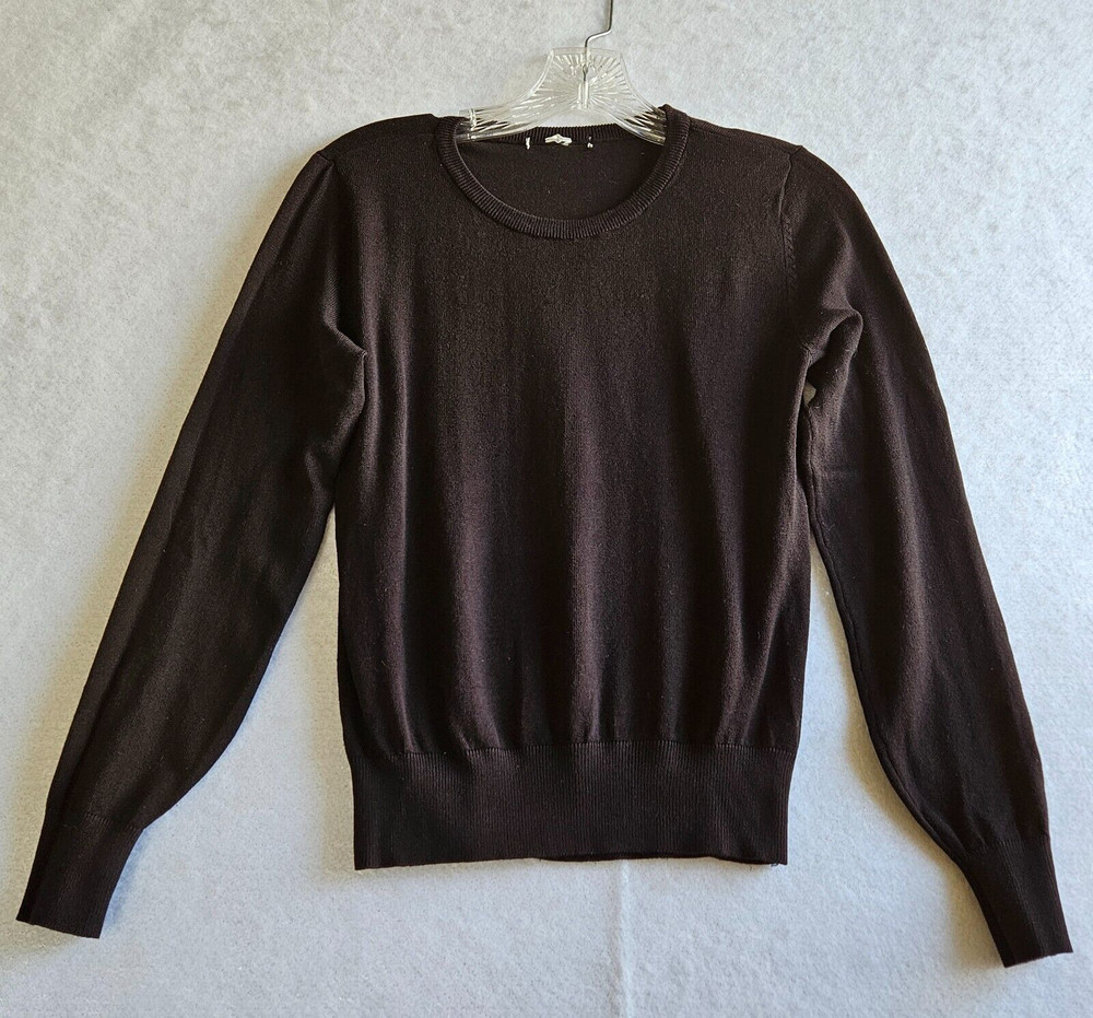American Apparel Pullover Sweater Womens Sz S Black Crew Neck Basic Minimalist