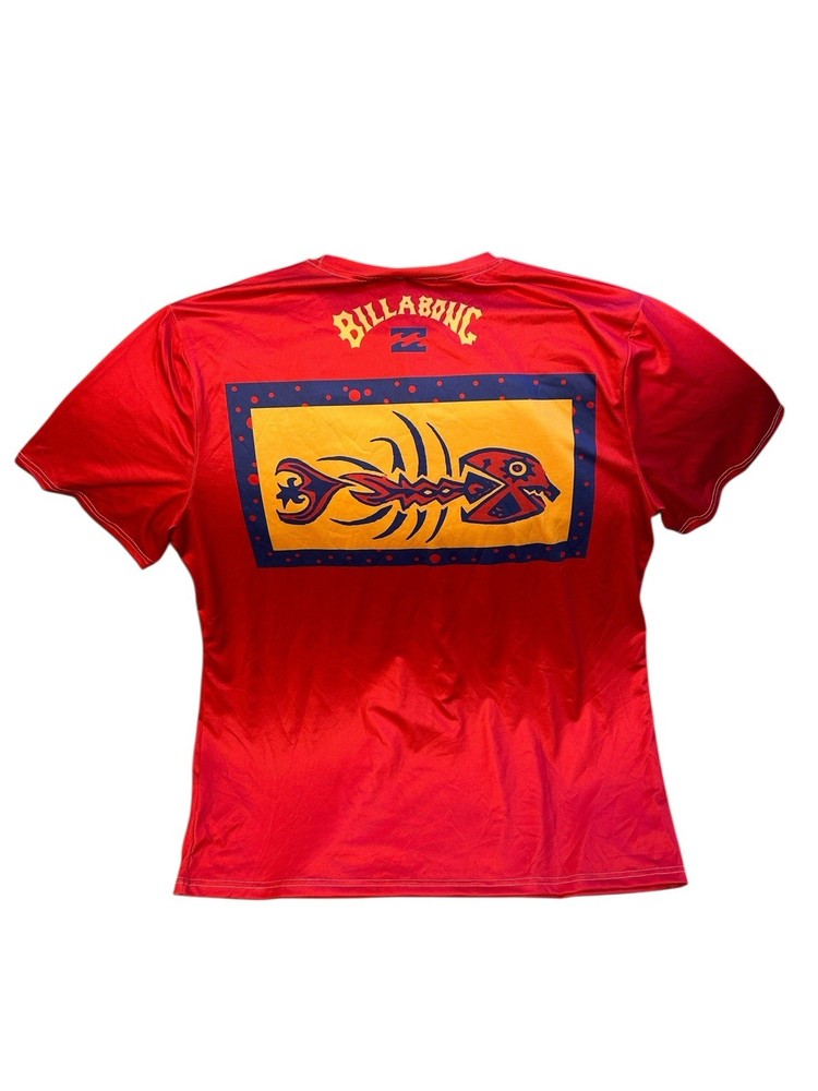Billabong T-shirt Funky Men Sz Large Fuchsia Pink Fish Skeleton Graphic Tee Logo