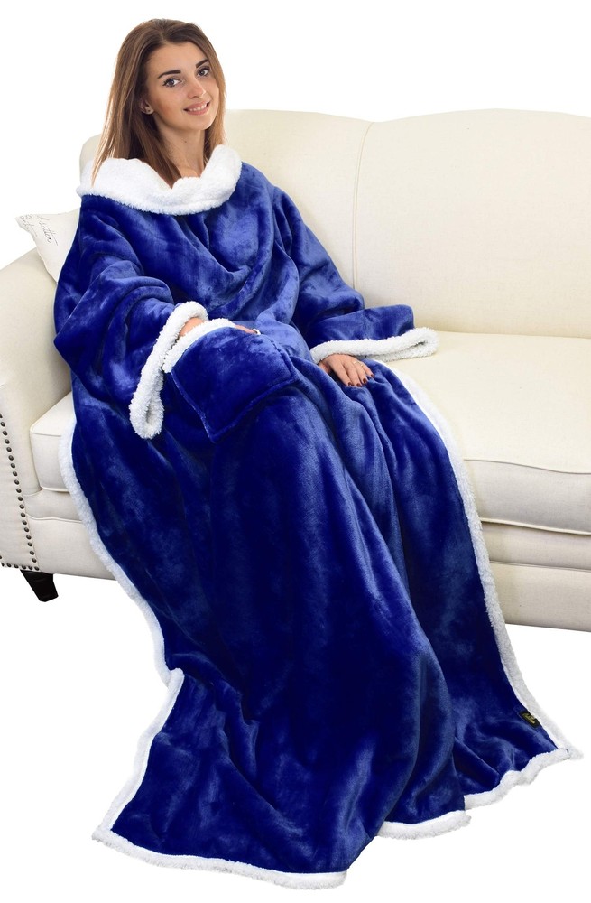 Catalonia Sherpa Wearable Blanket with Sleeves Arms, Comfy Sleeved TV Wrap Bl...