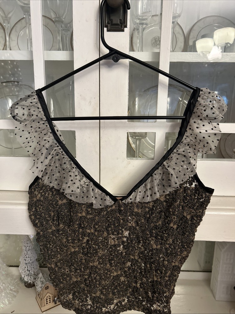 Free People Brand New With Tags!!! Lease Top Polkadot, Ruffle Size Medium