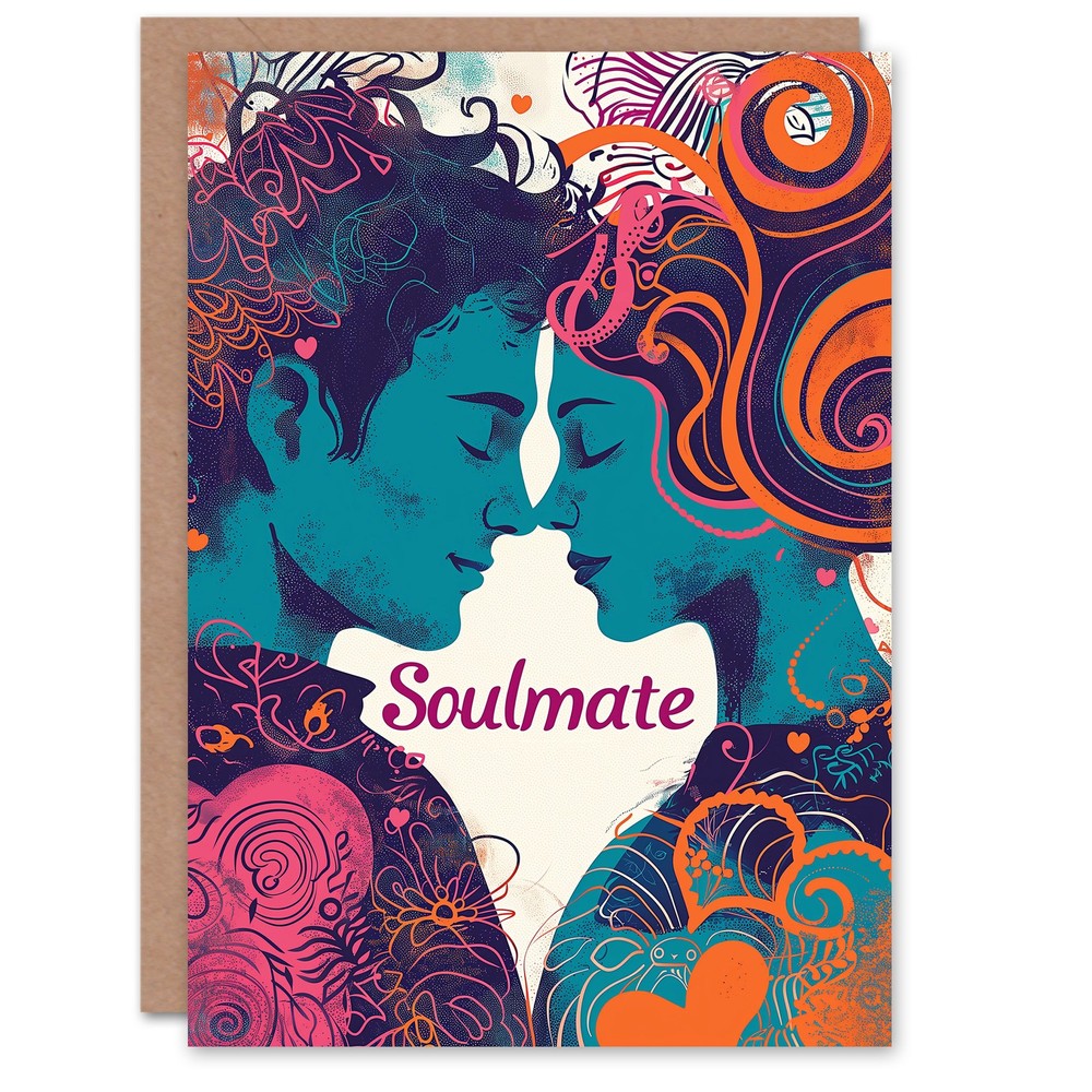 Valentines Day Greeting Card Soulmate Couple Modern Folk Art For Her Wife