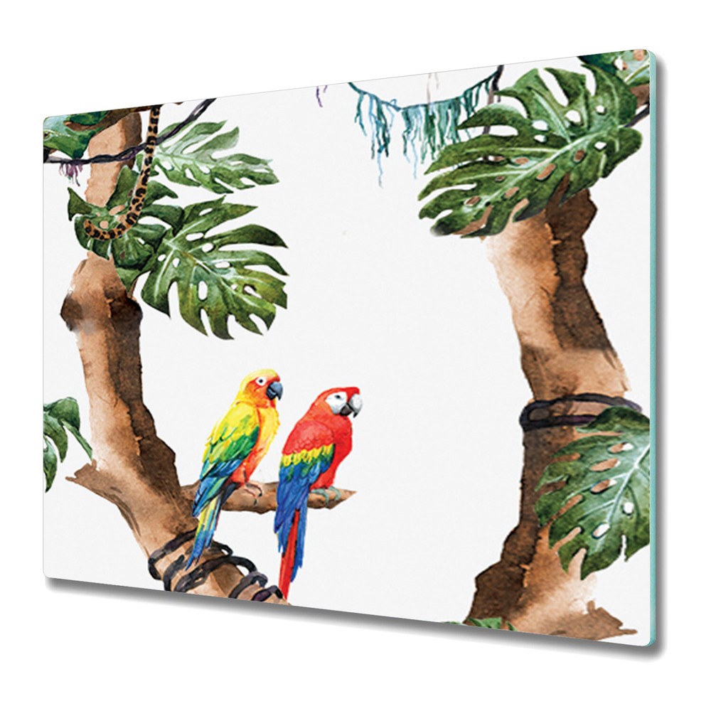 Serving Chopping Board Glass Cover Tropical Cheetahs Floral Tropical 60x52