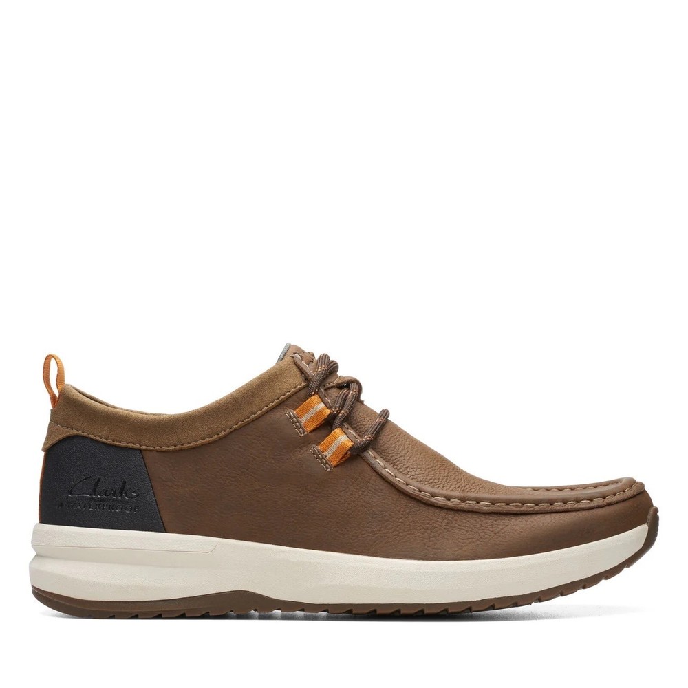 Clarks Wellman Moc Mens Casual Cola Leather Shoes Size 10.5 Brown White 74630