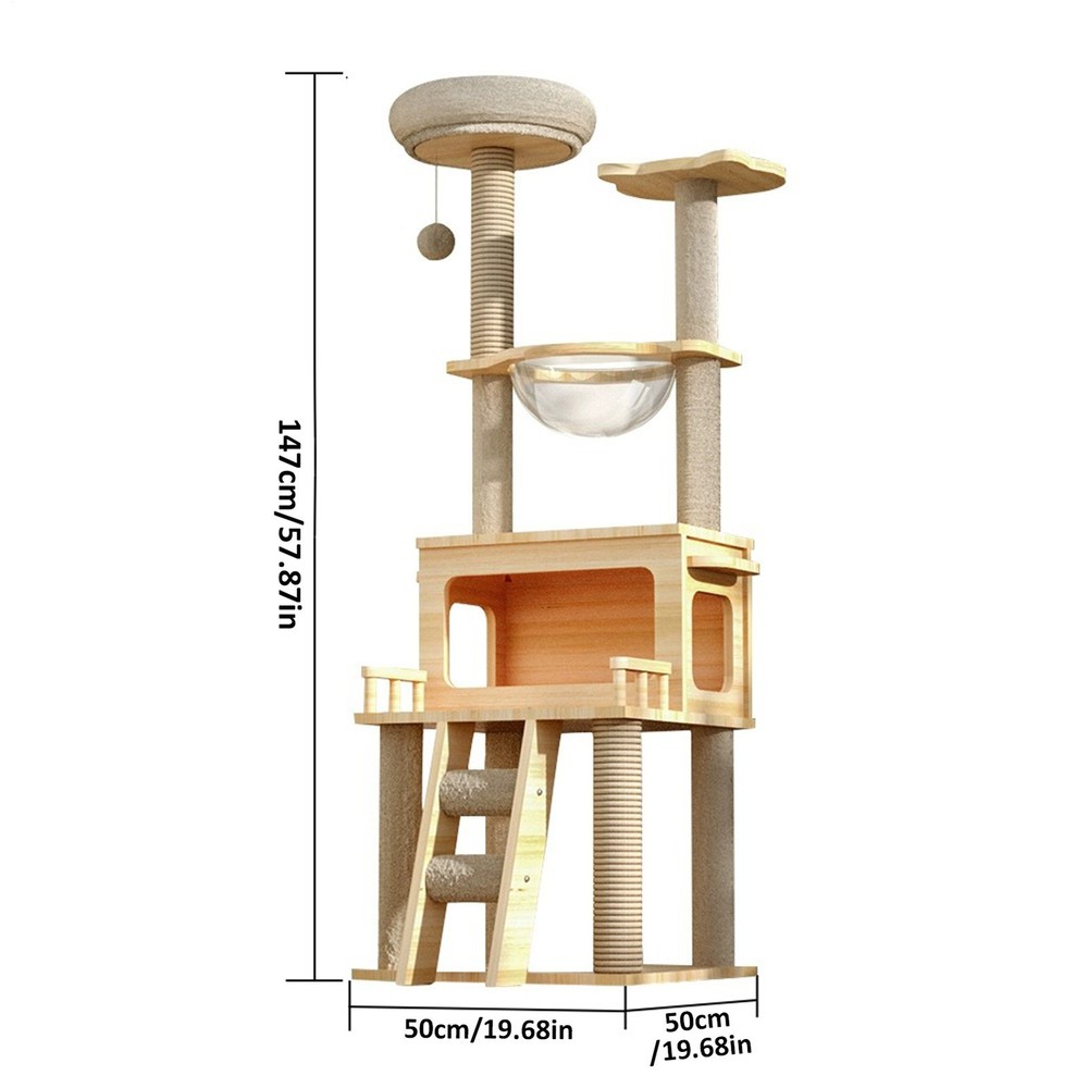Cat Tree Tower Activity Center Large Playing House Condo For Rest 57in / 147cm