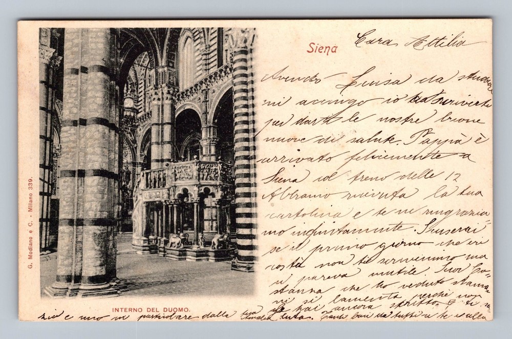 Italy- Siena Interior Of Cathedral Standard Souvenir Postal PC Vintage Postcard