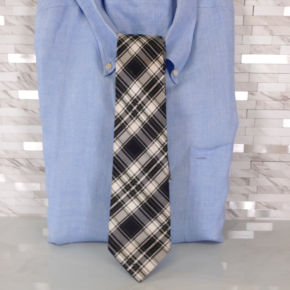 Neck Tie Mens Blue White Plaid Silk Tartan Scottish Formal Narrow Suit Select