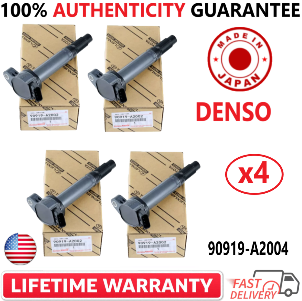 x4 GENUINE DENSO Ignition Coils For 2005-2024 Toyota,Lexus I4 V6 V8, 90919-A2004