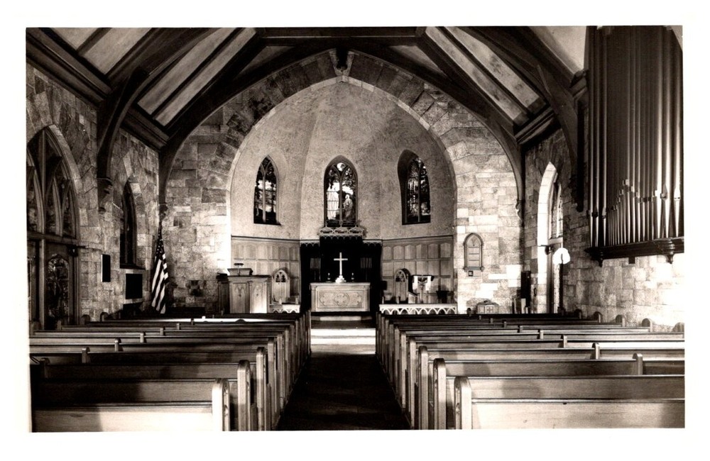 1950s Chapel Interior Lake Placid Club New York Vintage Real Photo Postcard