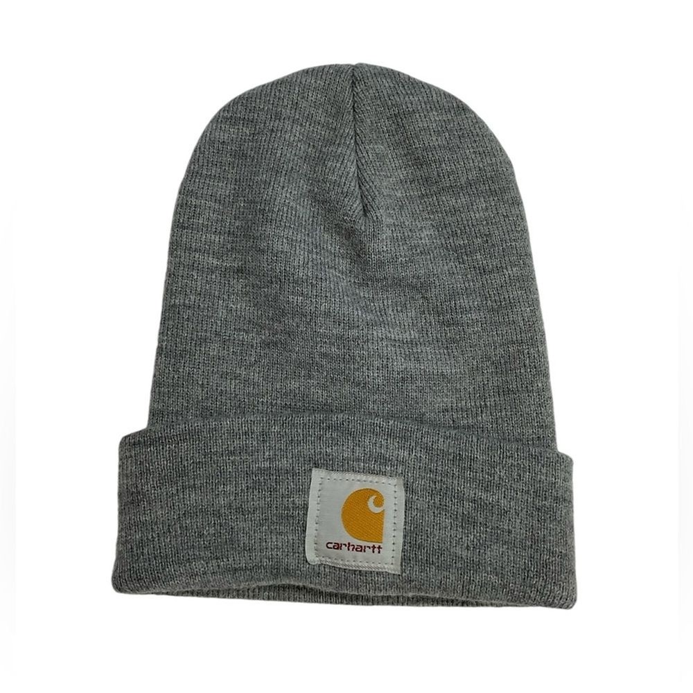 Carhartt Gray Ribbed Cuffed Knit Beanie for Men and Women