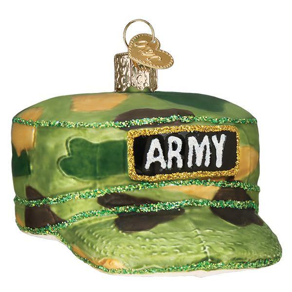 U.S. Army Cap Military Glass Ornament Old World Christmas New In Box