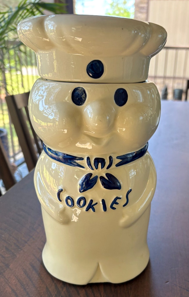 Vintage 1973 Pillsbury Doughboy Ceramic Cookie Jar Poppin Fresh 10.5