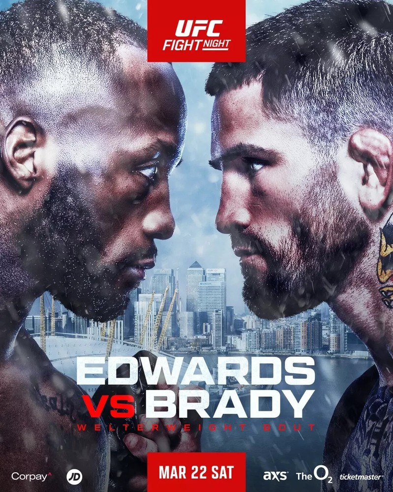 UFC Fight Night Edwards vs Brady on March 22nd 2025 Poster - No Frame