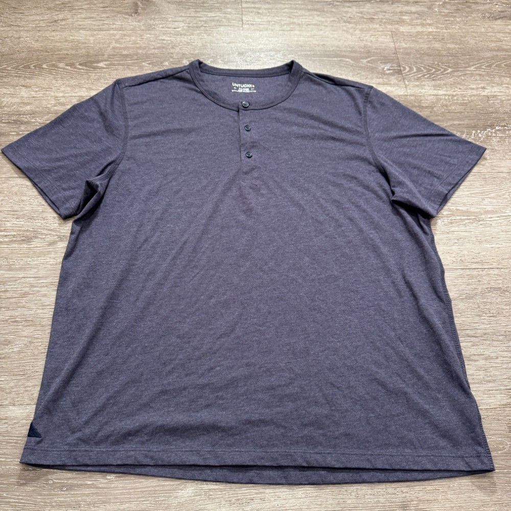 UNTUCKit Shirt Mens XL Blue Henley Short Sleeve Casual Button Tee Lightweight