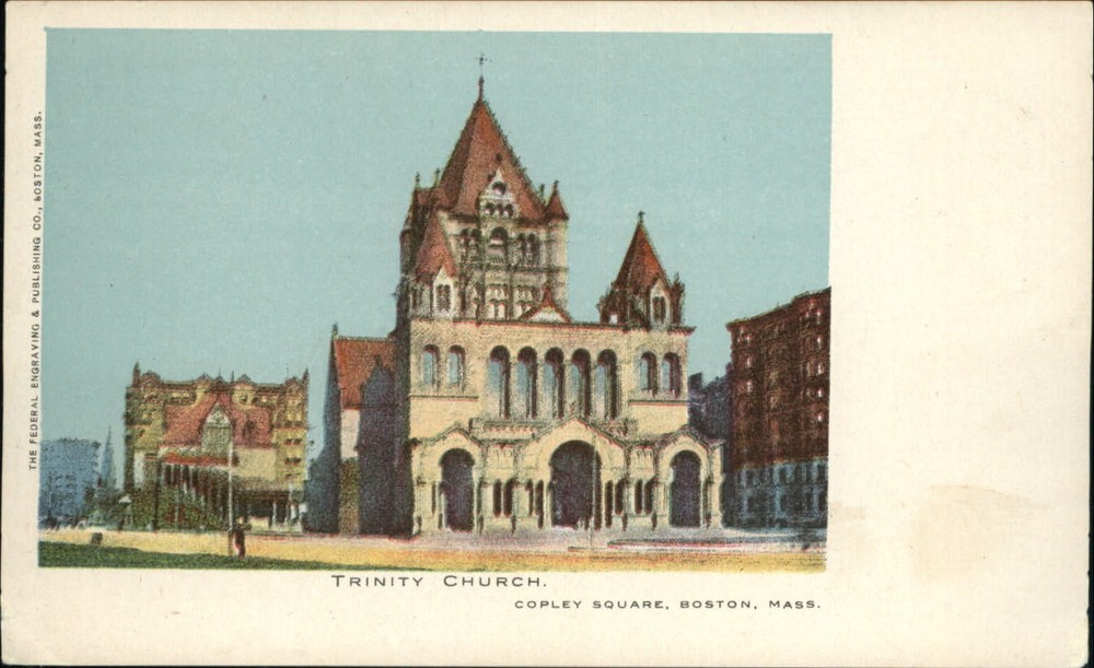 Boston MA Copley Square Trinity Church c1905 UDB Federal Engraving postcard