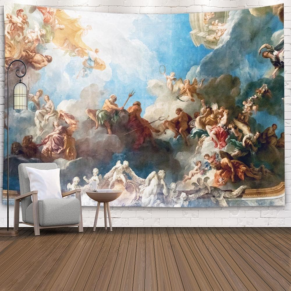 Sertiony Hanging Wall Tapestry 80X60 Inch Paris France Ceiling Painting in Hercu