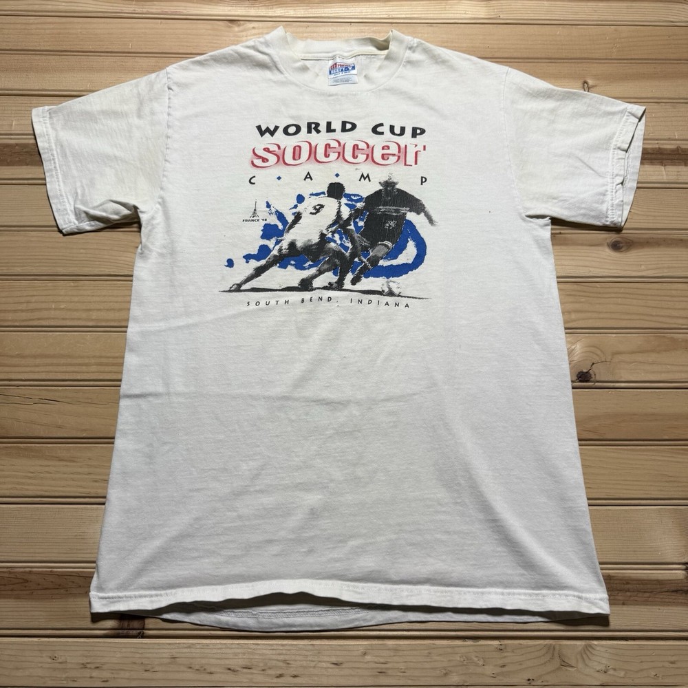 Vintage 1998 World Cut France Soccer Camp South Bend Indiana Shirt Size Medium