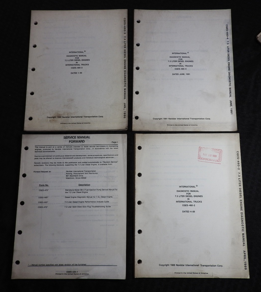 International Harvester Navistar 7.3 Liter Diesel Truck Engine Repair Manual Set