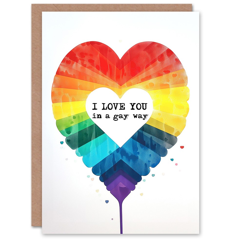 Valentines Day Greeting Card Rainbow Heart Gay Love For Him or Her