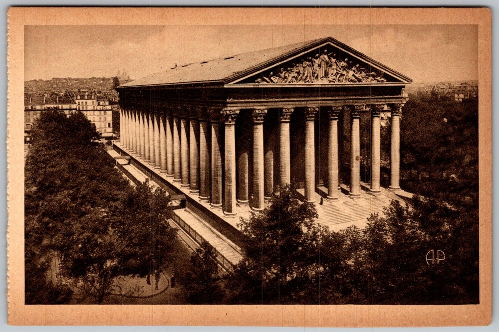 Antique Postcard LA Madeleine Church Paris, Fr 1910s