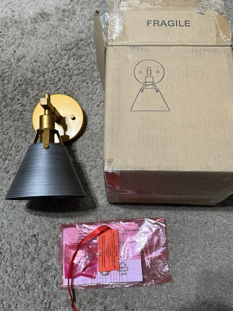 LNC 6 in. Modern Brushed Vintage Gold Bell Wall Sconce 1-Light Gray/Gold READ!