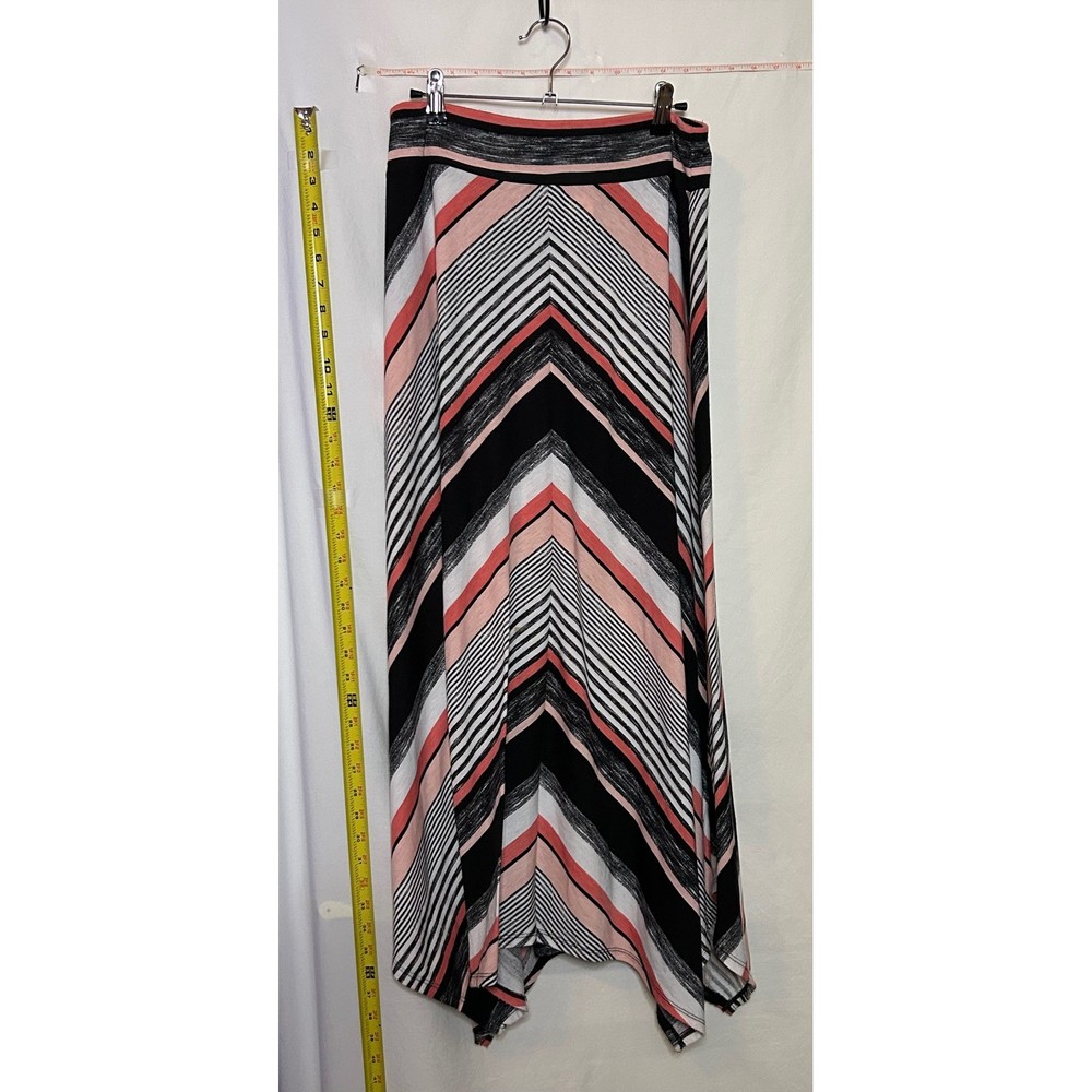 Faded Glory Women's Black Pink White Chevron Maxi Skirt S 4-6