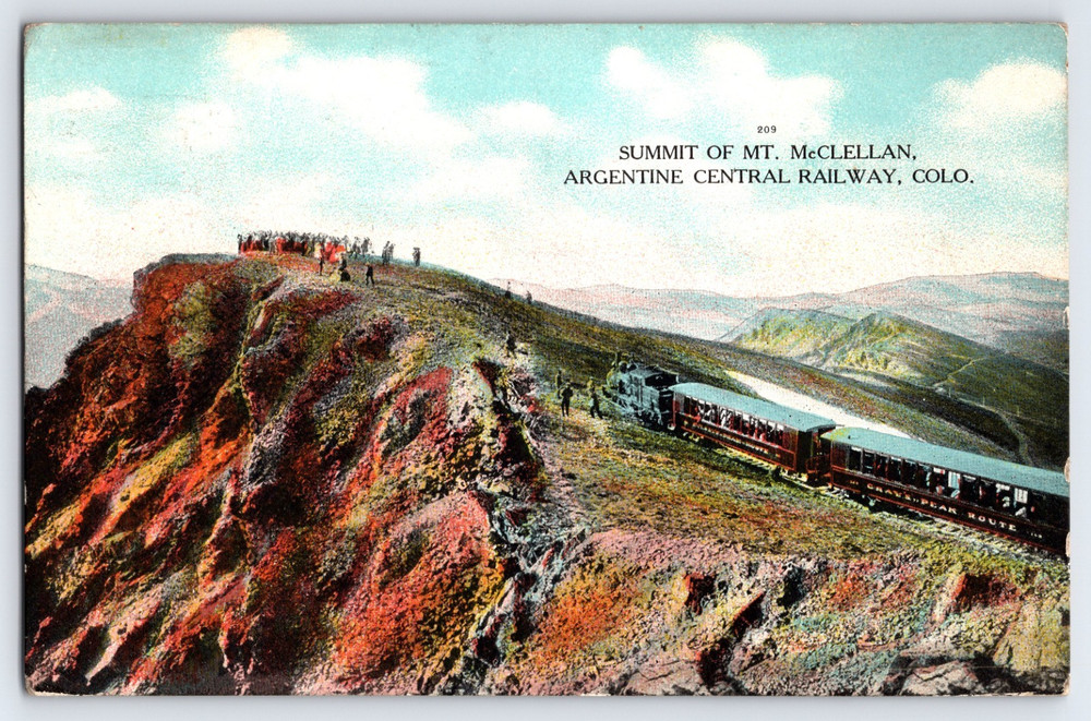 Georgetown Colorado CO Mt McClellan Summit Central Railway Vintage 1910 Postcard