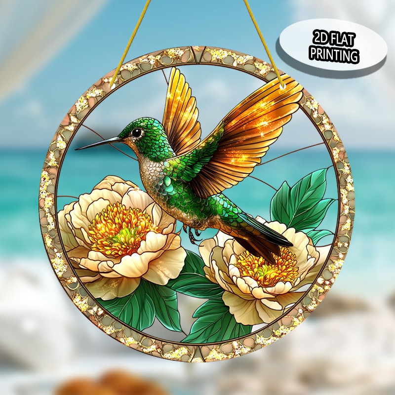 Hummingbird Flower Light Catcher for Floral Decor