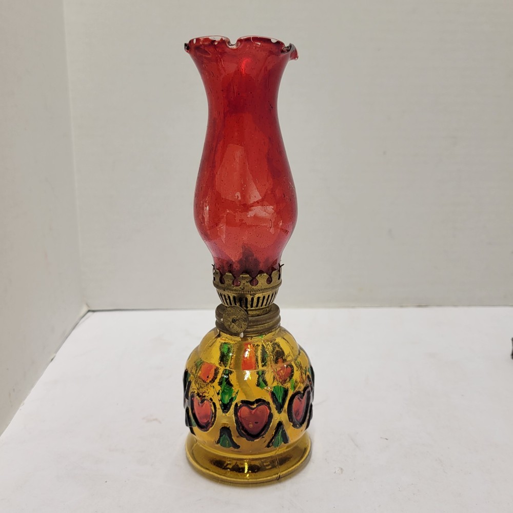 Vintage Oil Lamp Stained Glass Look Made in Hong Kong!