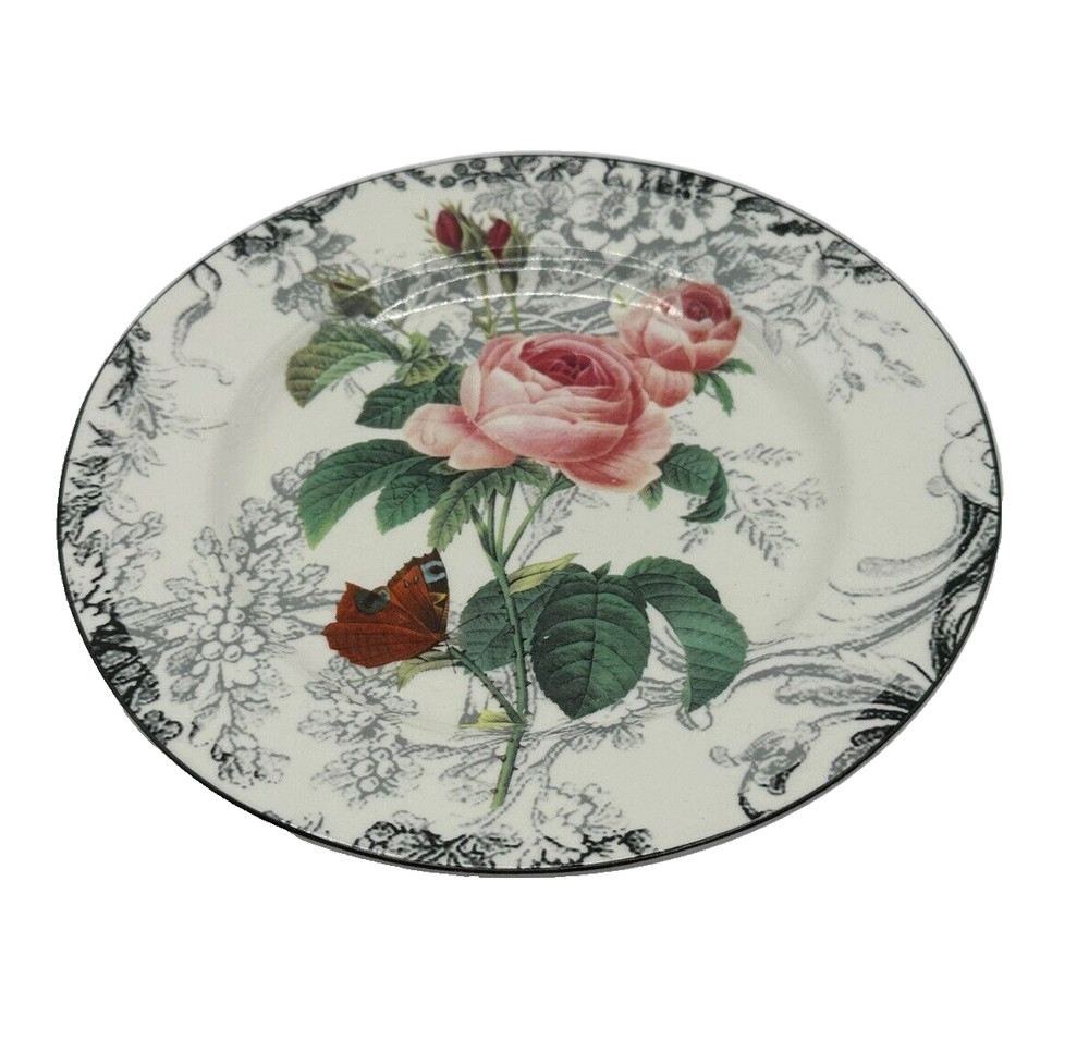 American Atelier Rose Toile Salad Plate 8 1/8
