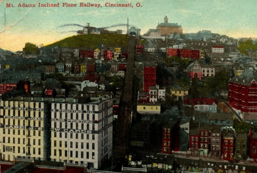 c1912 View of Mt. Adams Inclined Railway Cincinnati Ohio Vintage Postcard