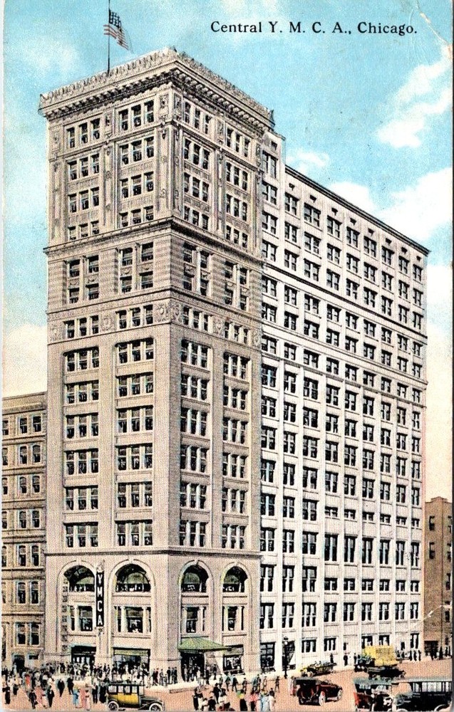 1916, Central Y.M.C.A. Building, CHICAGO, Illinois Postcard