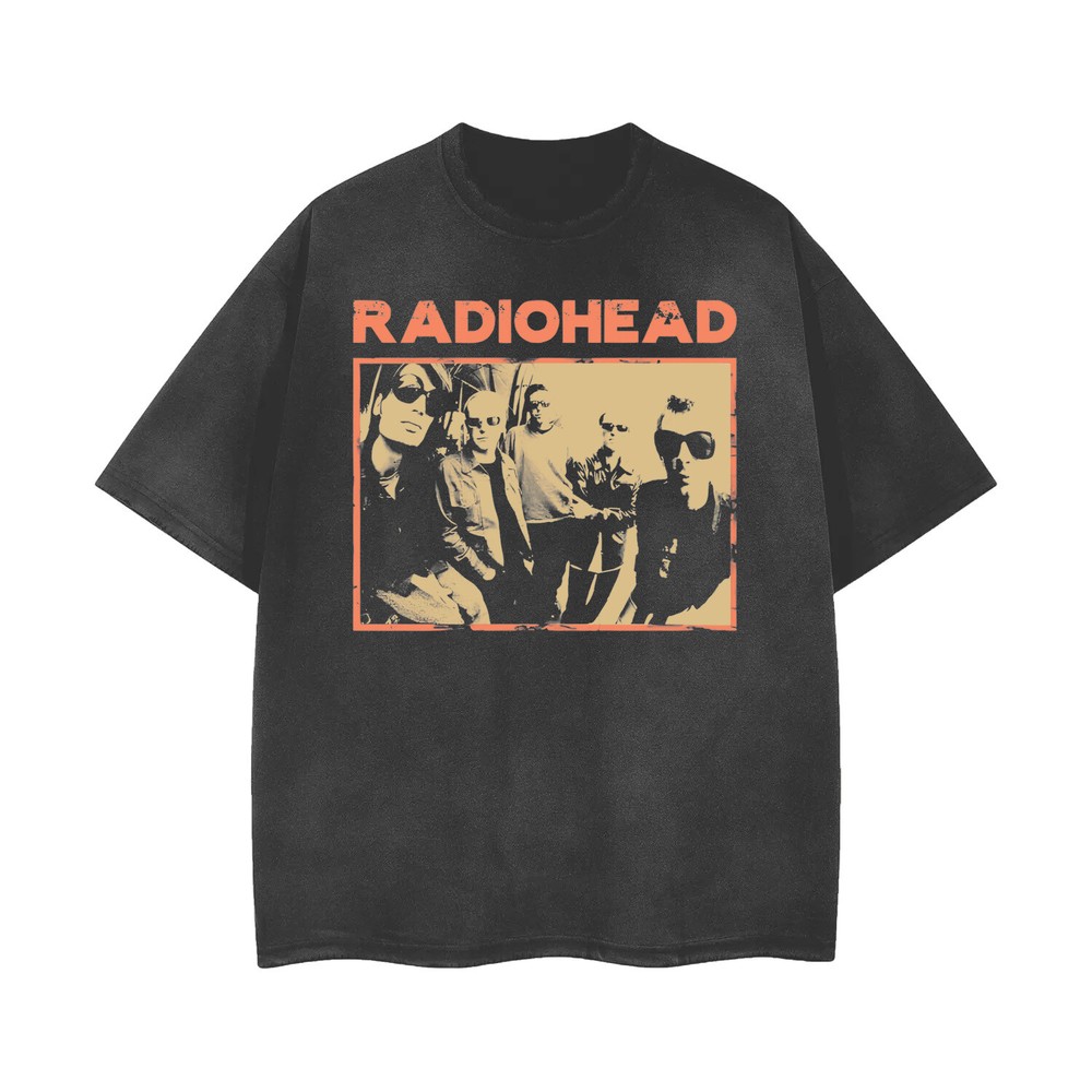 [ACID WASHED RIPPED] Radiohead Distressed Distressed Vintage Feel T-Shirt 102996