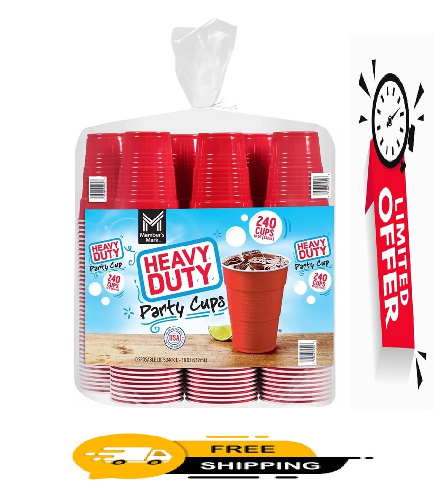 Member's Mark Heavy-Duty Red Cups (18 oz., 240 ct.) FREE SHIPPING