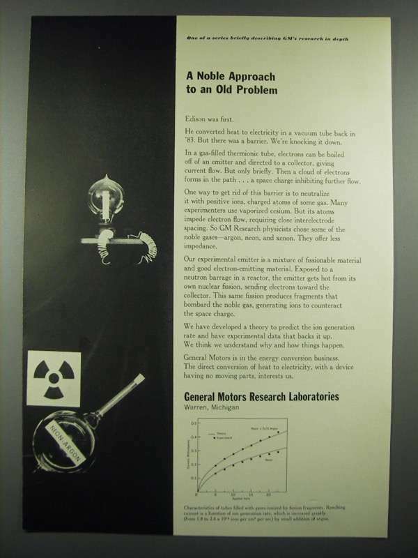 1966 GM General Motors Research Laboratories Ad - A Noble Approach
