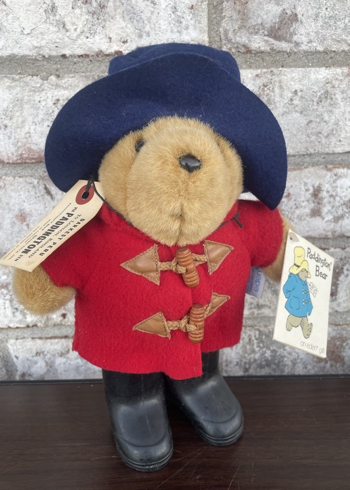 Paddington Bear Plush With Tags And Black Boots Red Coat Blue Hat London