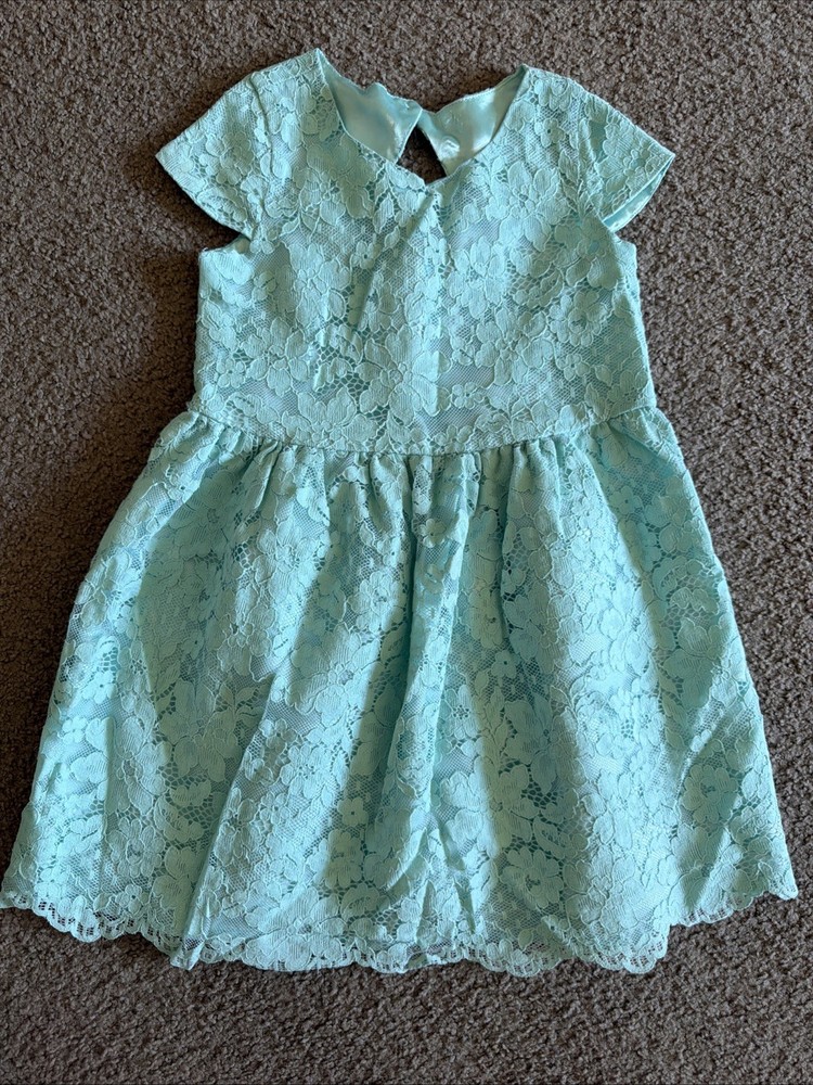 The Childrens Place Mint Green Lace Dress Cap Sleeves  Size 4T