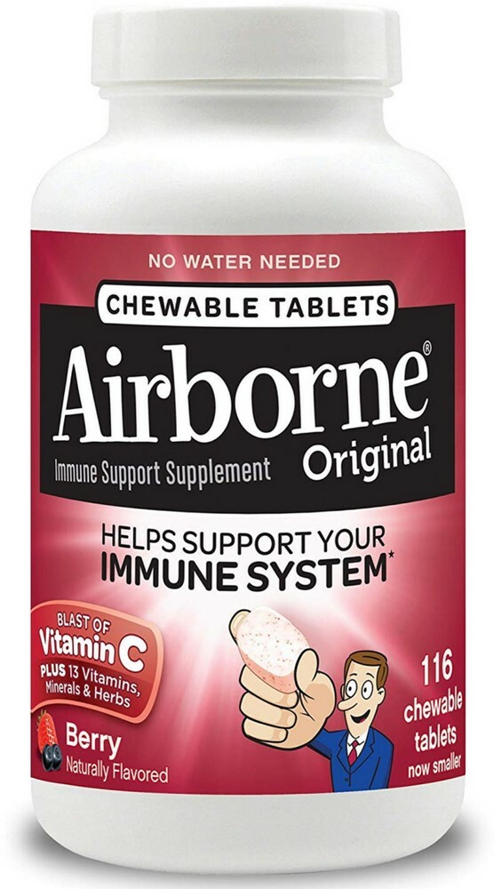 Airborne Berry Chewable Tablets 1000mg of Vitamin C - Immune Support Supplement