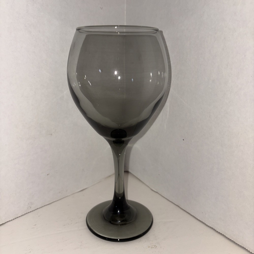 Vintage Unbranded Replacement Wine Glass Smoky Gray Goblet 8