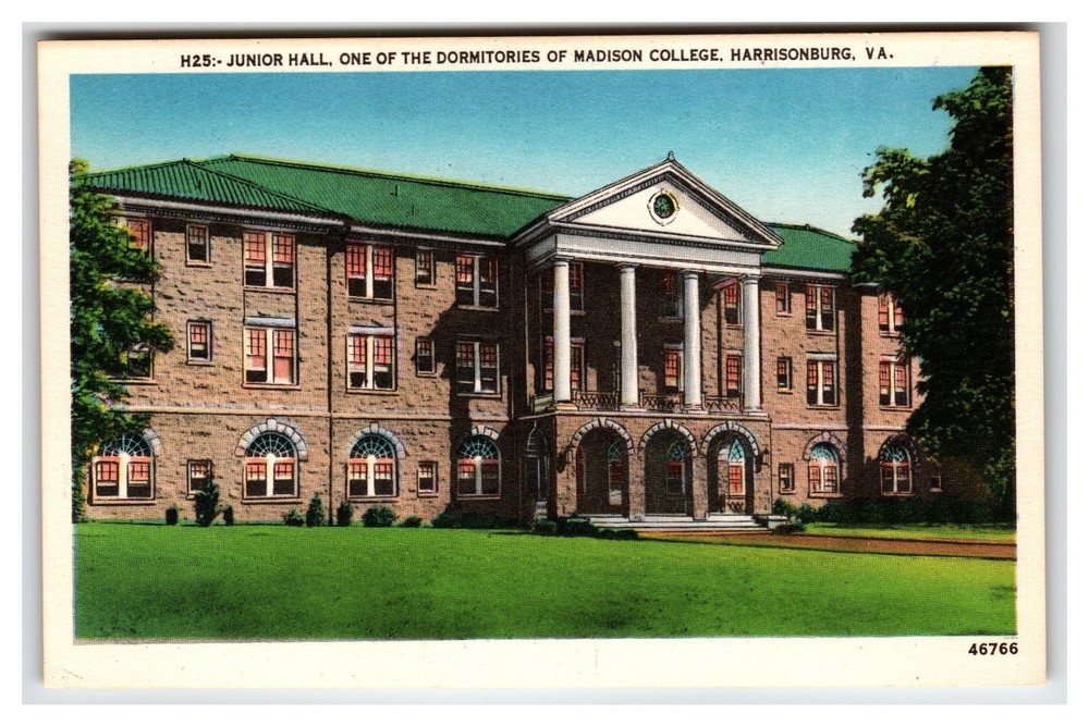 Vintage Junior Hall Madison College Dormitory Harrisonburg VA Postcard