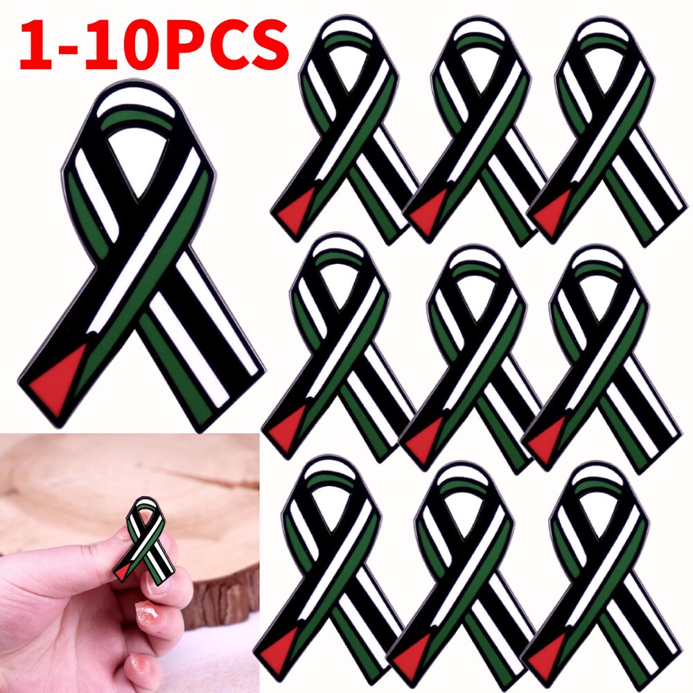 1-10X Palestinian Flag Ribbon Enamel Pin Backpack Hat Decoration: