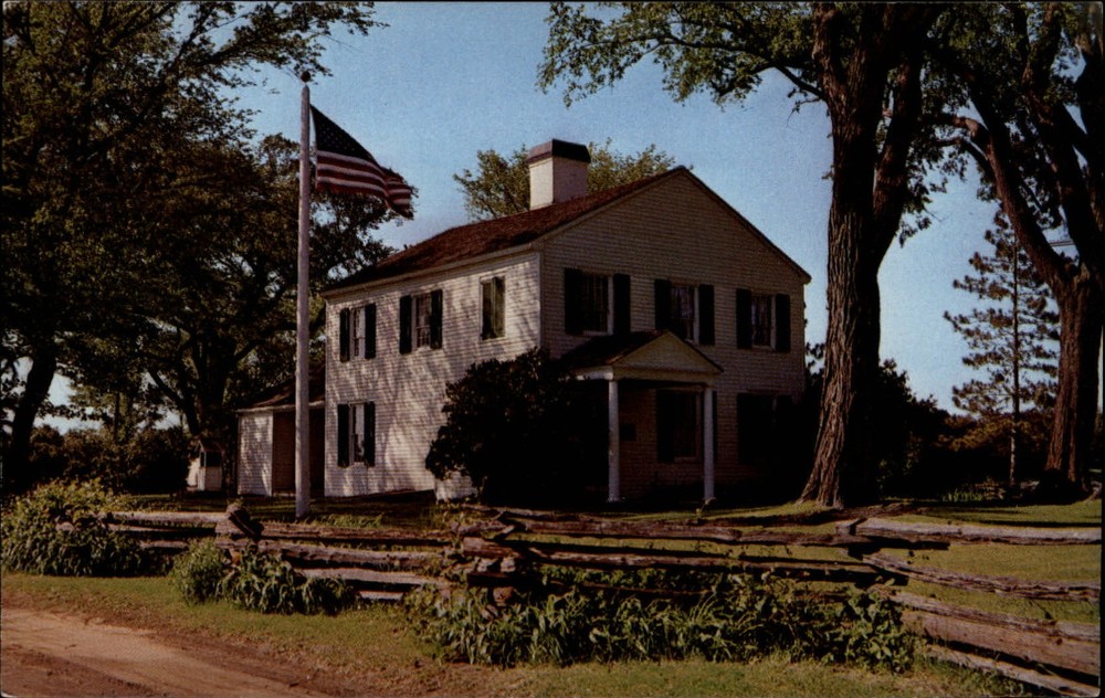 Portage Wisconsin ~ Old Indian Agency House ~ split rail fence ~ postcard sku219