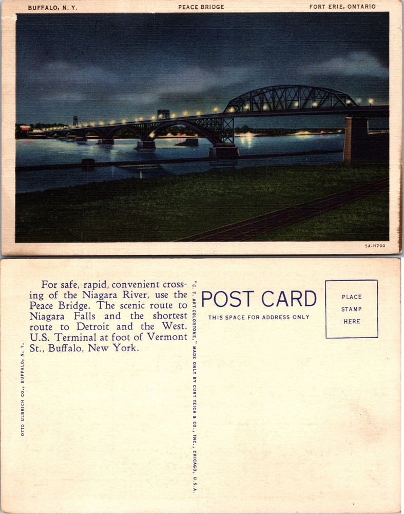 Peace Bridge Buffalo NY to Fort Erie Ontario Postcard