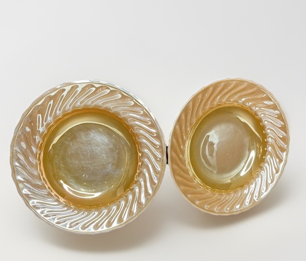 Fire King Oven Proof Peach Lusterware Swirl Soup Bowl Lot of 2 Anchor Hocking
