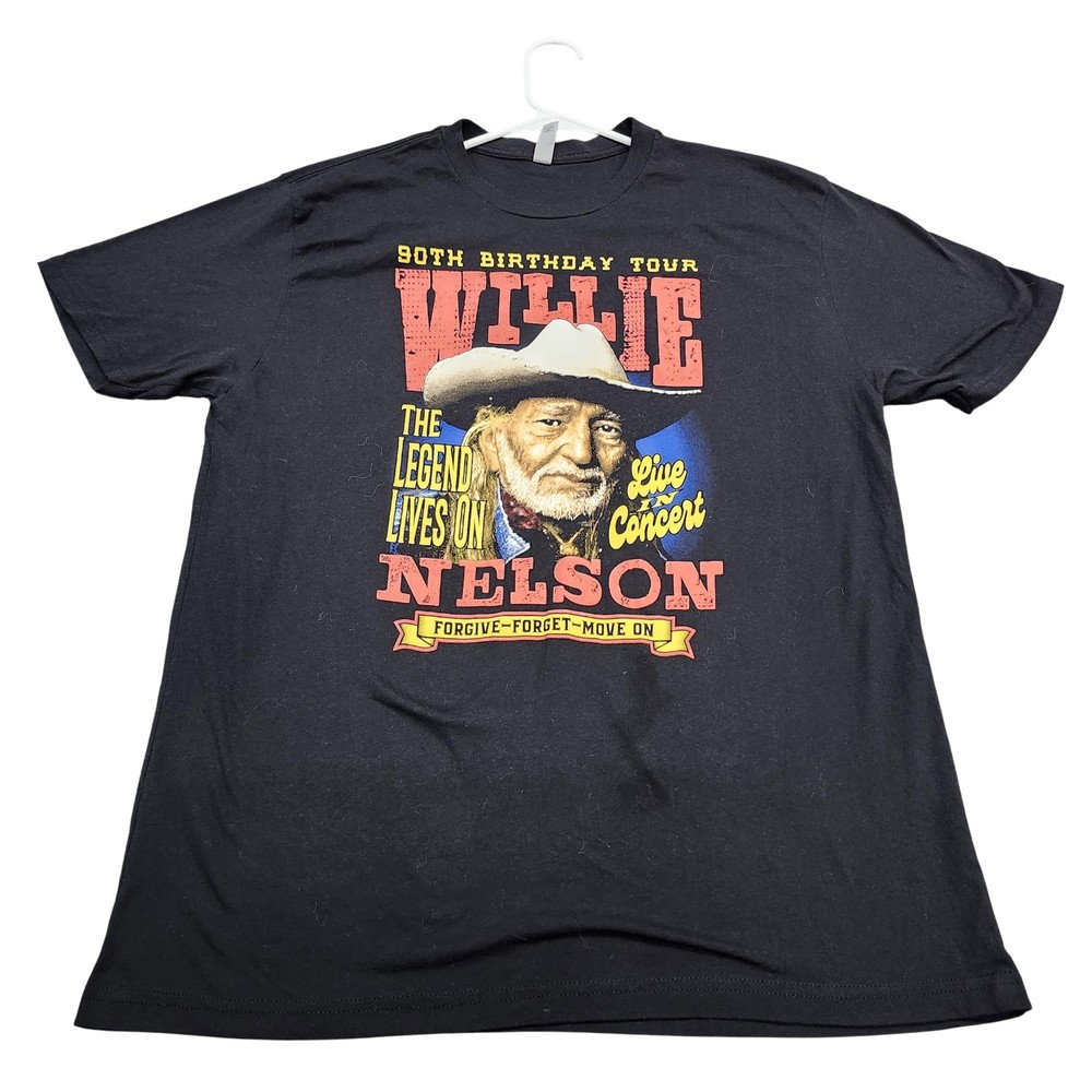 Willie Nelson Shirt Mens XL Black 90th Birthday Tour 2023 Concert Graphic Tee